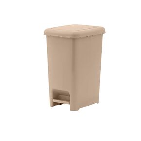 Superio Slim Trash Can with Foot Pedal – 4 Gallon Step-On Trash Can, Small Plastic Garbage Can with Lid, Trash Can for Bathroom, Bedroom, RV, Kitchen, Office, Patio, or Dorm – Beige