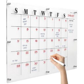 Excello Global Products Ultra-Clear Acrylic Dry Erase Memo Writing Board and Wall Calendar Family Planner 30" x 20"