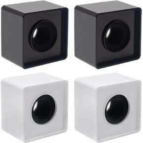4 Pcs Microphone Flag Station Portable Square Cube ABS Foam Mic Flag Logo Studio Equipment Microphone Accessorie for Reporter Host Interview Black White