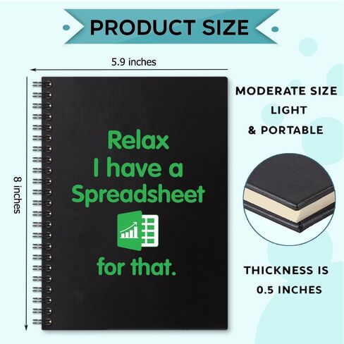 Relax I Have a Spreadsheet for That 160 Blank Pages Spiral Notebook, Funny Notebook Work for Colleague, Farewell Gift for Accountant Data Analyst CPA Employee, Accountant Gift for Coworker in Saudi Arabia