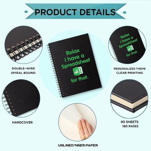 Relax I Have a Spreadsheet for That 160 Blank Pages Spiral Notebook, Funny Notebook Work for Colleague, Farewell Gift for Accountant Data Analyst CPA Employee, Accountant Gift for Coworker in Saudi Arabia