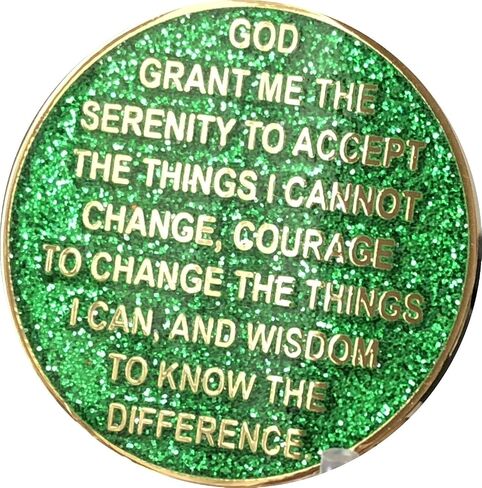 1 Year AA Medallion Reflex Green Glitter Gold Plated Chip in Saudi Arabia