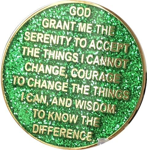 1 Year AA Medallion Reflex Green Glitter Gold Plated Chip in Saudi Arabia