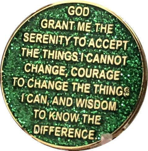 1 Year AA Medallion Reflex Green Glitter Gold Plated Chip in Saudi Arabia