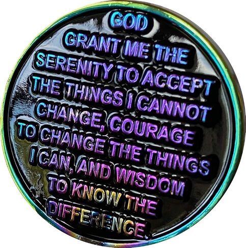 18 Month AA Medallion Reflex Rainbow Plated Sobriety Chip in Saudi Arabia