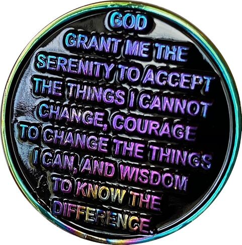 18 Month AA Medallion Reflex Rainbow Plated Sobriety Chip in Saudi Arabia