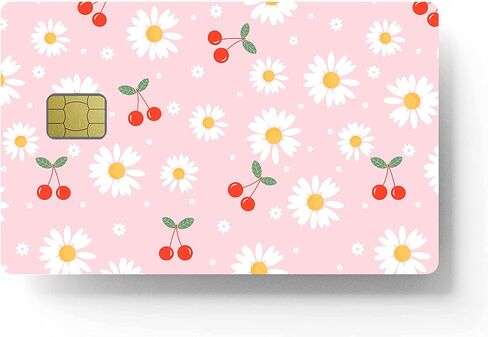 Cherry Daisies Credit Card Stickers for Transportation, Key, Debit, Credit, Card Cover No Bubble, Slim, Waterproof, Anti-Wrinkling Removable Vinyl Bank Skin in Saudi Arabia