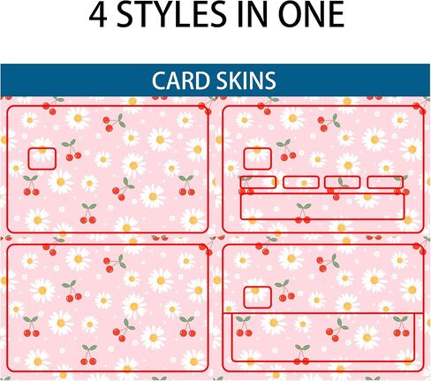 Cherry Daisies Credit Card Stickers for Transportation, Key, Debit, Credit, Card Cover No Bubble, Slim, Waterproof, Anti-Wrinkling Removable Vinyl Bank Skin in Saudi Arabia