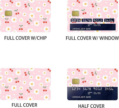 Cherry Daisies Credit Card Stickers for Transportation, Key, Debit, Credit, Card Cover No Bubble, Slim, Waterproof, Anti-Wrinkling Removable Vinyl Bank Skin in Saudi Arabia