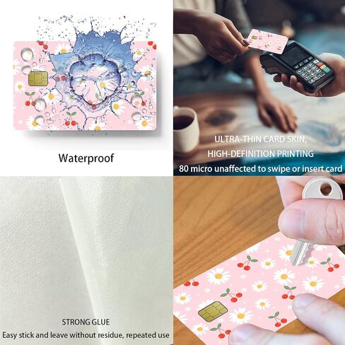 Cherry Daisies Credit Card Stickers for Transportation, Key, Debit, Credit, Card Cover No Bubble, Slim, Waterproof, Anti-Wrinkling Removable Vinyl Bank Skin in Saudi Arabia