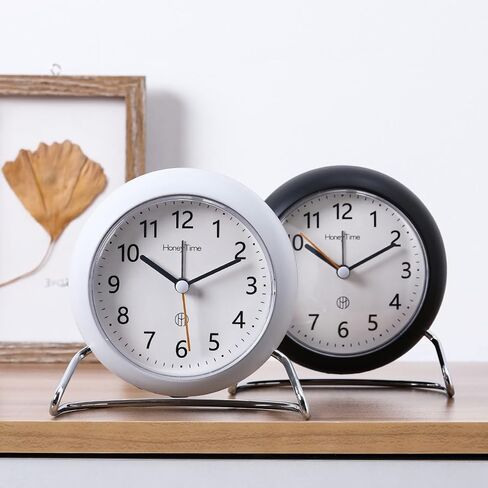 ساعة منبه تناظرية مستديرة غير موقوتة مقاس 4 بوصات من SHISEDECO، تعمل بالبطارية مع ساعة طاولة لطيفة بإضاءة خلفية، ساعة مكتب صغيرة كلاسيكية صامتة، ديكور بسيط وأنيق لغرفة المعيشة وغرفة النوم (أسود) in Kuwait