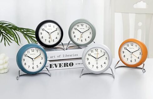 ساعة منبه تناظرية مستديرة غير موقوتة مقاس 4 بوصات من SHISEDECO، تعمل بالبطارية مع ساعة طاولة لطيفة بإضاءة خلفية، ساعة مكتب صغيرة كلاسيكية صامتة، ديكور بسيط وأنيق لغرفة المعيشة وغرفة النوم (أسود) in Kuwait