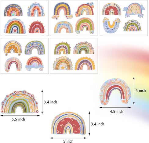 Rainbow Window Clings 25 Pieces Colorful Rainbow Window Stickers Double-Side Sun Catcher Stickers Rainbow Window Clings for Glass Windows Wall Home Office Playroom Bedroom Classroom Decor in Kuwait