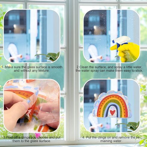 Rainbow Window Clings 25 Pieces Colorful Rainbow Window Stickers Double-Side Sun Catcher Stickers Rainbow Window Clings for Glass Windows Wall Home Office Playroom Bedroom Classroom Decor in Kuwait