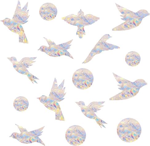 Bird & Round 51PCS Window Sticker Collision Window Decal to prevent birds from colliding with The window, non-stick prism vinyl window sticker rainbow sticker in Saudi Arabia