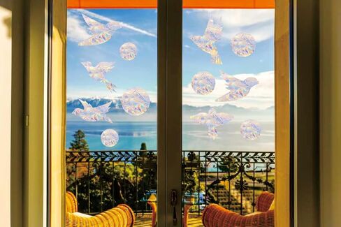 Bird & Round 51PCS Window Sticker Collision Window Decal to prevent birds from colliding with The window, non-stick prism vinyl window sticker rainbow sticker in Saudi Arabia