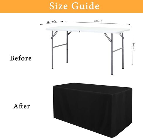 Obstal Black Tablecloth Fitted for 6ft Rectangle Table - Water Resistant Polyester Table Cover for Indoor/Outdoor Use, 72x30 inches in Saudi Arabia