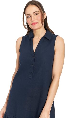 London Times Summer Ruffle line Sleeveless V-Neck Shirtdress Casual Dresses for Women in Saudi Arabia