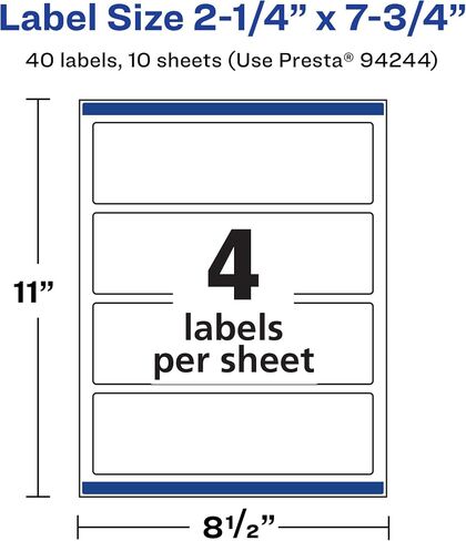 Avery Durable Waterproof Rectangle Labels with Sure Feed, 2.25" x 7.75", 100 Oil and Tear-Resistant Waterproof Labels, Print-to-The-Edge, Laser/Pigment-Based Inkjet Printable Labels in Saudi Arabia