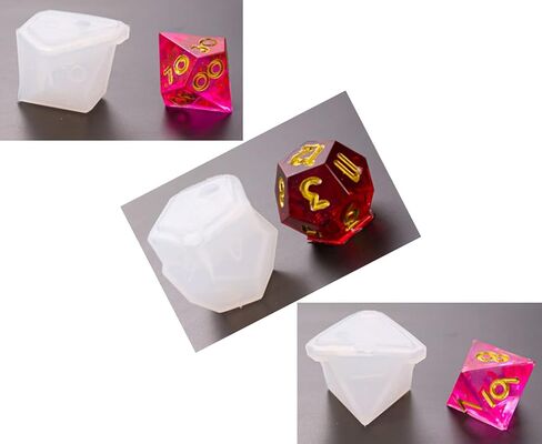 Silicone Resin Casting DND Epoxy polyhedral dice Mold Set d&d Making kit,Fillet Square Triangle Dice Mold Digital Dice Games for Families Handmade Craft Tool(7Pcs) in Saudi Arabia