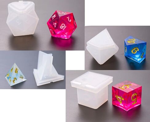 Silicone Resin Casting DND Epoxy polyhedral dice Mold Set d&d Making kit,Fillet Square Triangle Dice Mold Digital Dice Games for Families Handmade Craft Tool(7Pcs) in Saudi Arabia