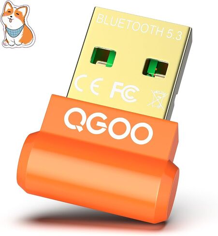 محول بلوتوث USB للكمبيوتر الشخصي - QGOO Bluetooth Dongle 5.3 EDR، مستقبل بلوتوث لاسلكي للكمبيوتر المكتبي والكمبيوتر المحمول بلوتوث Windows 8.1/10/11 (برتقالي-234) in Saudi Arabia