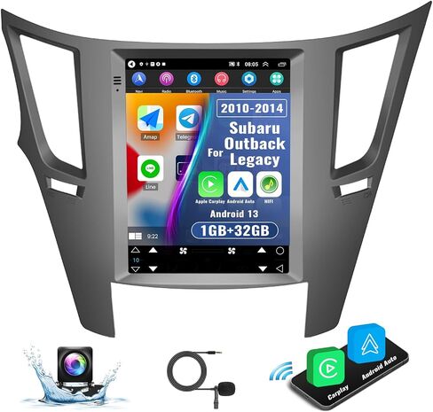 [1G/32G] Android 13 Car Stereo for Subaru Outback Legacy 2010-2014 Radio, 9.7" Touchscreen Wireless Apple Carplay Android Auto GPS Radio with HiFi Audio, BT,WiFi,USB,Backup Camera Mic in Saudi Arabia