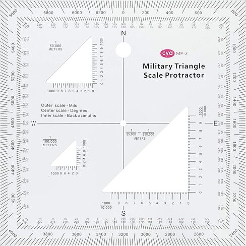 1.2mm Transparent Plastic Military UTM/MGRS Coordinate Scale Map Reading and Land Navigation Topographical Map Scale, Protractor and Grid Coordinate Reader in Saudi Arabia