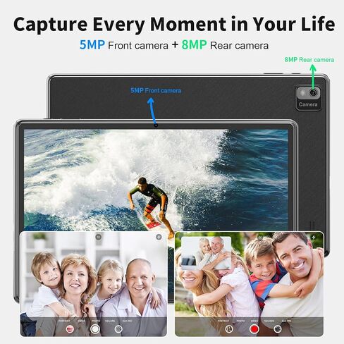SGIN 10.1 Inch Tablet, 8GB RAM 128GB ROM Tablet, Android 12 Tablets with 1280 * 800 HD IPS Srceen, Octa-Core 2.0Ghz, 5+8MP Camera, 2.4/5G WiFi, Bluetooth 5.0, 6000mAh in Saudi Arabia