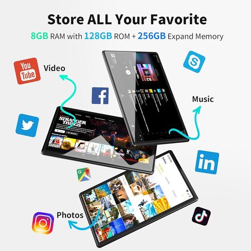 SGIN 10.1 Inch Tablet, 8GB RAM 128GB ROM Tablet, Android 12 Tablets with 1280 * 800 HD IPS Srceen, Octa-Core 2.0Ghz, 5+8MP Camera, 2.4/5G WiFi, Bluetooth 5.0, 6000mAh in Saudi Arabia