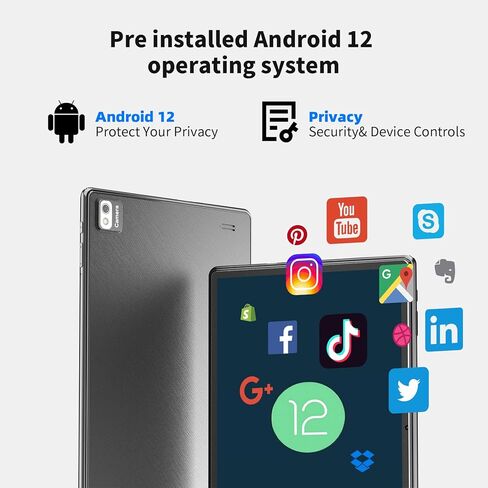 SGIN 10.1 Inch Tablet, 8GB RAM 128GB ROM Tablet, Android 12 Tablets with 1280 * 800 HD IPS Srceen, Octa-Core 2.0Ghz, 5+8MP Camera, 2.4/5G WiFi, Bluetooth 5.0, 6000mAh in Saudi Arabia