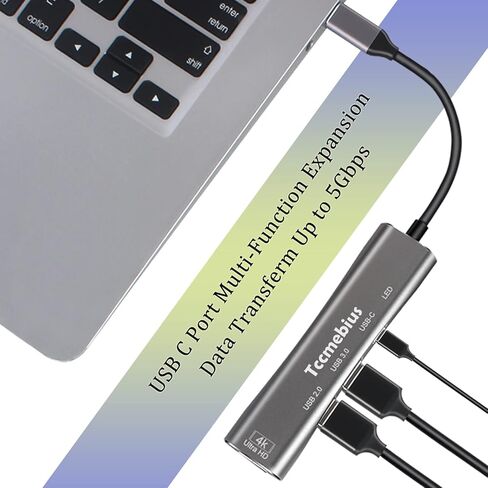 محول USB C Hub متعدد المنافذ، مخرج Thunderbolt 3 إلى HDMI 4K، محور USB 3.0 من النوع c، شاحن PD 100 وات، لجهاز MacBook Pro/air، Nintendo Switch، Chromebook، Samsung، جهاز العرض/الشاشة (TCC-305A) in Kuwait