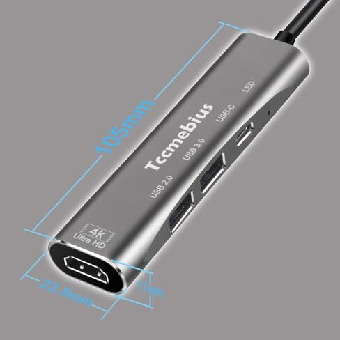 محول USB C Hub متعدد المنافذ، مخرج Thunderbolt 3 إلى HDMI 4K، محور USB 3.0 من النوع c، شاحن PD 100 وات، لجهاز MacBook Pro/air، Nintendo Switch، Chromebook، Samsung، جهاز العرض/الشاشة (TCC-305A) in Kuwait