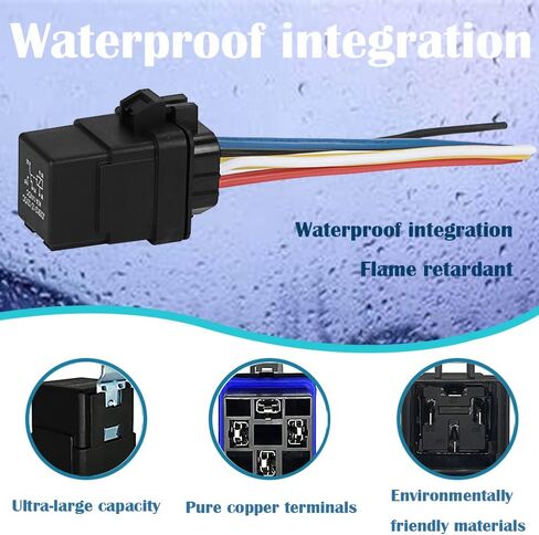 مرحل مقاوم للحريق 12 فولت 40 أمبير مع حزام، مرحل سيارة SPDT 5-PIN مقاوم للماء لمرحل مضخة الوقود، ومزيل ضباب النافذة الخلفية، وجهاز فصل البطارية، ومكيف هواء السيارة in Kuwait