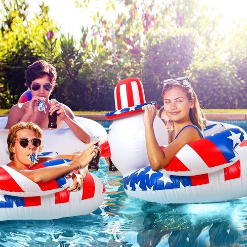 ShinyRelief 43'' 4th of July Giant Duck Swimming Ring Inflatable Animal Pool Float Patriotic Swim Tube Ring American Flag Duck Inflatable Raft for Adult Outdoor Summer Pool in Saudi Arabia