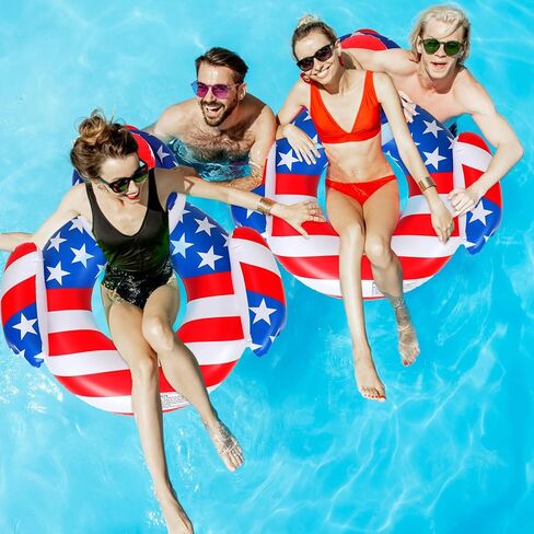 ShinyRelief 43'' 4th of July Giant Duck Swimming Ring Inflatable Animal Pool Float Patriotic Swim Tube Ring American Flag Duck Inflatable Raft for Adult Outdoor Summer Pool in Saudi Arabia