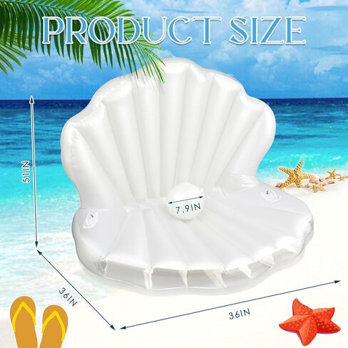 Liliful 2 Pcs Seashell Pool Float Giant Clam Floatie with Handle Pearl Ball Giant Inflatable Shell Float Ride on Raft Chair for Adults Summer Swimming Pool Beach Party in Saudi Arabia