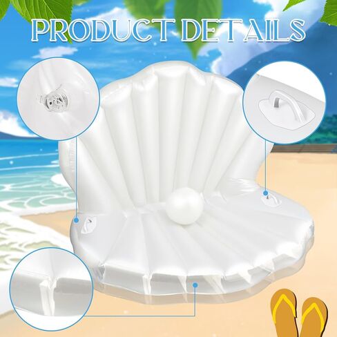 Liliful 2 Pcs Seashell Pool Float Giant Clam Floatie with Handle Pearl Ball Giant Inflatable Shell Float Ride on Raft Chair for Adults Summer Swimming Pool Beach Party in Saudi Arabia