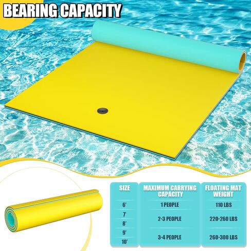 Lily Pad Floating Mat,7-8-9-10 x 6FT Floating Water Mat for The Lake and Boating, 3-Layer Tear-Resistant XPE Foam Floating Dock, Giant Floating Water Pad for Adults and Kids for Infinite Fun in Saudi Arabia