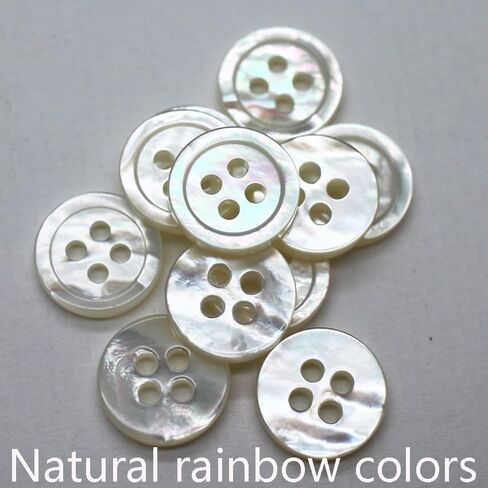 20 قطع 9 مللي متر أزرار بيضاء أصلية من أم اللؤلؤ الأبيض الطبيعي MOP للقمصان فساتين بولو Craft بها بنفسك الحرفية (قطر 9 مللي متر) in Kuwait