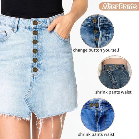 16 Pcs Jeans Buttons Replacement, 17 mm No-Sew Buttons for Jeans Pants Button Tightener Pins Replacement Repair Kit with Threads Rivets and Screwdriver in Saudi Arabia