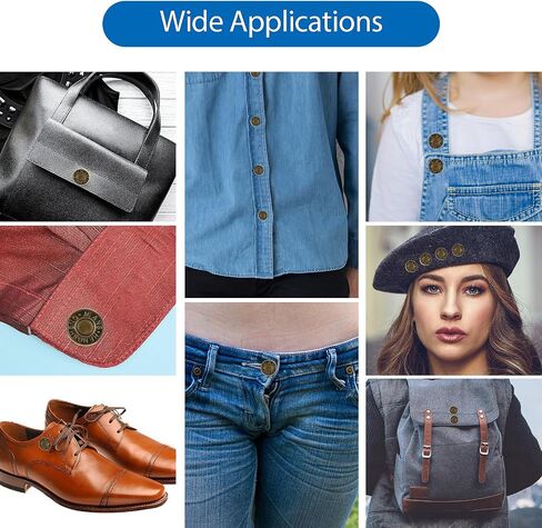 16 Pcs Jeans Buttons Replacement, 17 mm No-Sew Buttons for Jeans Pants Button Tightener Pins Replacement Repair Kit with Threads Rivets and Screwdriver in Saudi Arabia