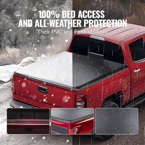 VEVOR Truck Bed Cover, Roll Up Truck Bed Tonneau Cover, Compatible with 2019-2024 Chevy Silverado GMC Sierra 1500 (NOT FIT 19-24 Classic) Bed, for 5.8 x 5.3 ft Bed, Soft PVC, Roll Up Tonneau Cover in Saudi Arabia