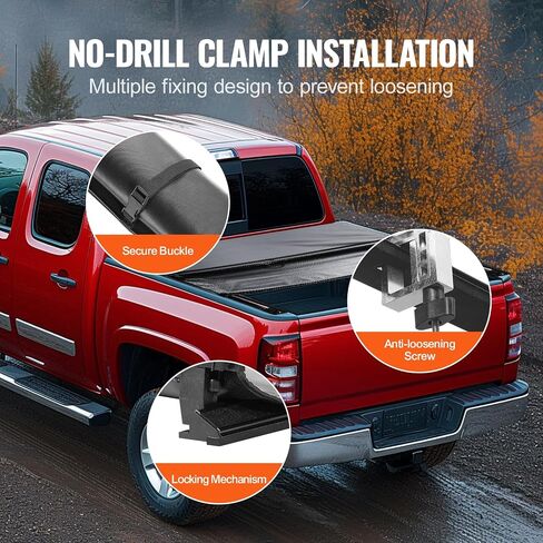 VEVOR Truck Bed Cover, Roll Up Truck Bed Tonneau Cover, Compatible with 2019-2024 Chevy Silverado GMC Sierra 1500 (NOT FIT 19-24 Classic) Bed, for 5.8 x 5.3 ft Bed, Soft PVC, Roll Up Tonneau Cover in Saudi Arabia