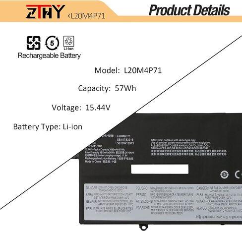 ZTHY L20C4P71 L20L4P71 L20M4P71 L20D4P71 Laptop Battery Replacement for Lenovo ThinkPad X1 Carbon 9th 10th 11th Gen,ThinkPad X1 Yoga 6th 7th 8th Gen 2021 2022 Series Notebook 15.44V 57Wh 3695mAh in Saudi Arabia