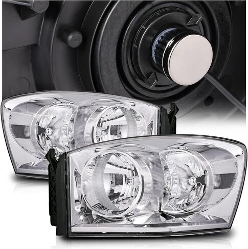 M-AUTO OE Style Headlight Assembly Compatible with 06-08 Dodge Ram 1500 2500 3500, 2009 Ram 2500 3500 Pickup, Left Driver & Right Passenger Side Headlights with Black Housing Clear Corner in Saudi Arabia
