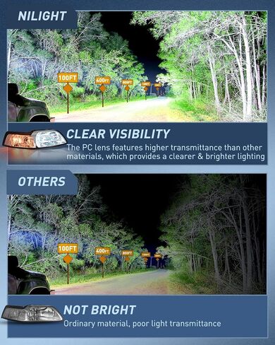 Nilight Headlight Assembly for 1999 2000 2001 2002 2003 2004 Ford Mustang Headlamps Replacement Black Housing Amber Reflector Driver and Passenger Side in Saudi Arabia
