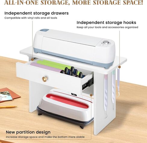 منظم تخزين سطح المكتب متوافق مع آلات Cricut، حامل لفائف الفينيل ومنظم الملحقات الحرفية، حامل تخزين تنظيم سطح المكتب، توفير مساحة الطاولة أو المكتب in Kuwait