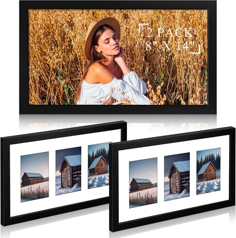 Sintuff 2 Pack Collage Picture Frame Displays Acrylic Four 4x6 Openings Black Wood Picture Frame Horizontal or Vertical Multi Picture Frames(8 x 14 Inch) in Saudi Arabia