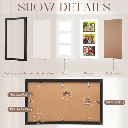 Sintuff 2 Pack Collage Picture Frame Displays Acrylic Four 4x6 Openings Black Wood Picture Frame Horizontal or Vertical Multi Picture Frames(8 x 14 Inch) in Saudi Arabia